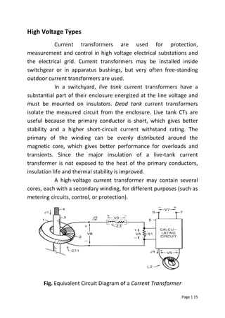 Page | 15
High Voltage Types
Current transformers are used for protection,
measurement and control in high voltage electri...
