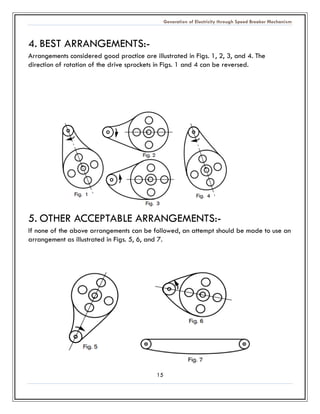 Generation of Electricity through Speed Breaker Mechanism 
15 
4. BEST ARRANGEMENTS:- 
Arrangements considered good practice are illustrated in Figs. 1, 2, 3, and 4. The direction of rotation the drive sprockets in Figs. 1 and 4 can be reversed. 
5. OTHER ACCEPTABLE ARRANGEMENTS:- 
If none of the above arrangements can be followed, an attempt should made to use arrangement as illustrated in Figs. 5, 6, and 7. 
 