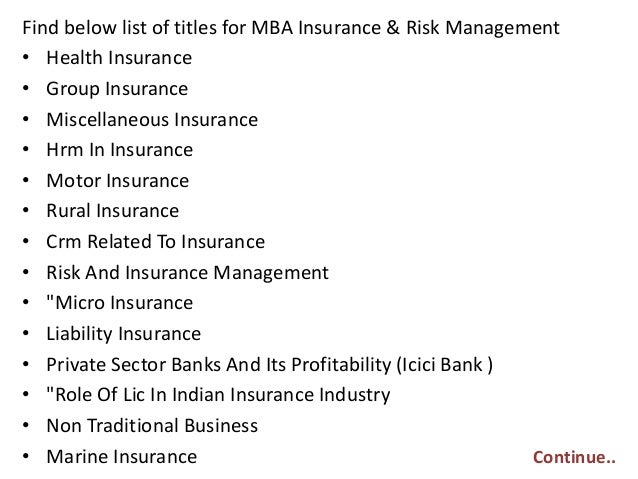 Mba In Insurance And Risk Management In India project report titles for mba in insurance risk management Mba In Insurance And Risk Management In India project report titles for mba in insurance risk management