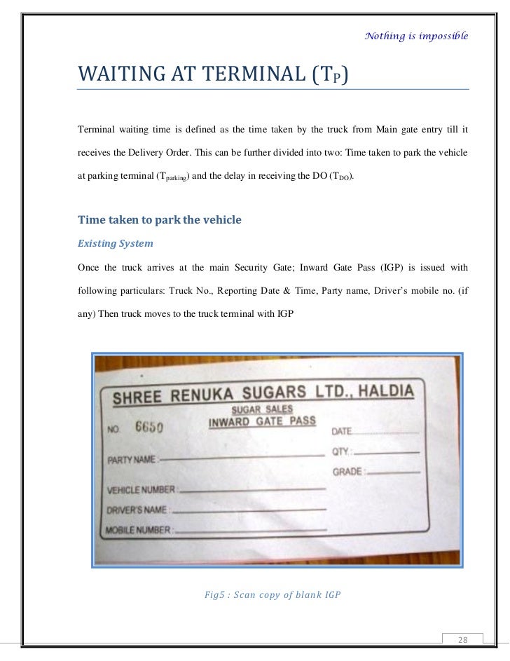 Project report on truck turnaround time