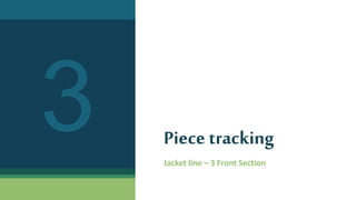 Piece tracking
Jacket line – 3 Front Section
 