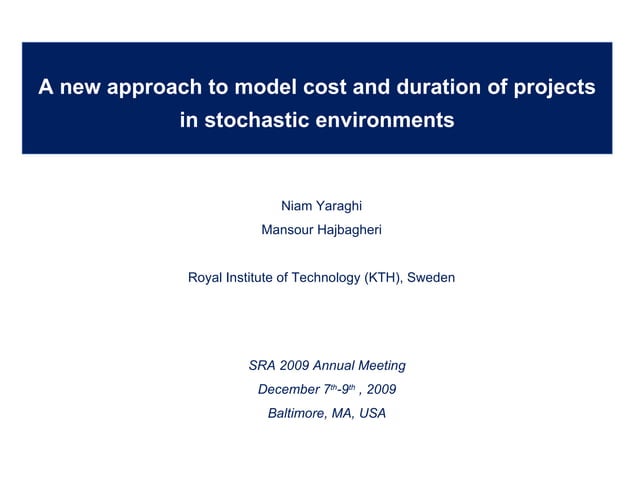 project time and cost risk analysis | PPT