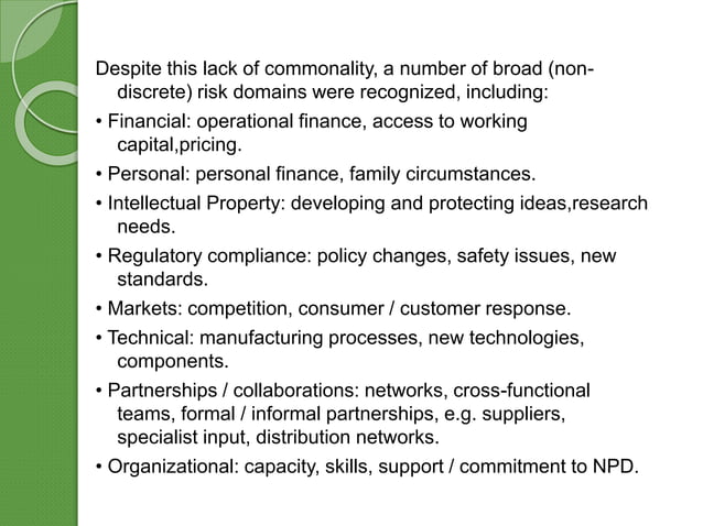 Project risk management in new product development | PPTX | Business ...