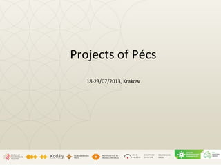 Projects of Pécs
18-23/07/2013, Krakow

 