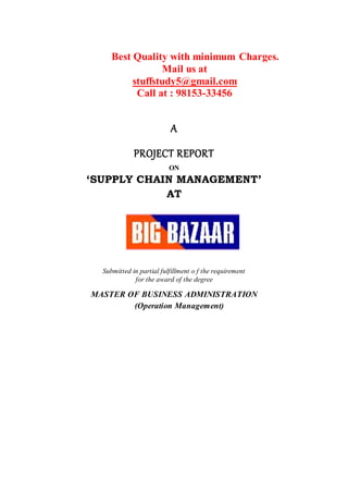 MBA Project sample supply chain managment | DOCX