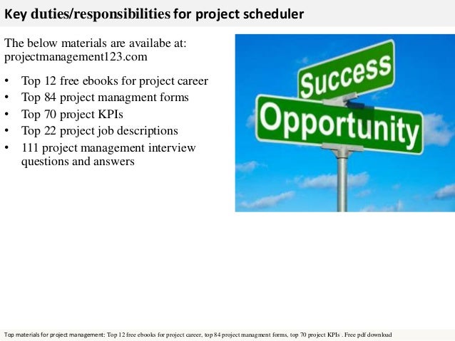 project scheduler job description