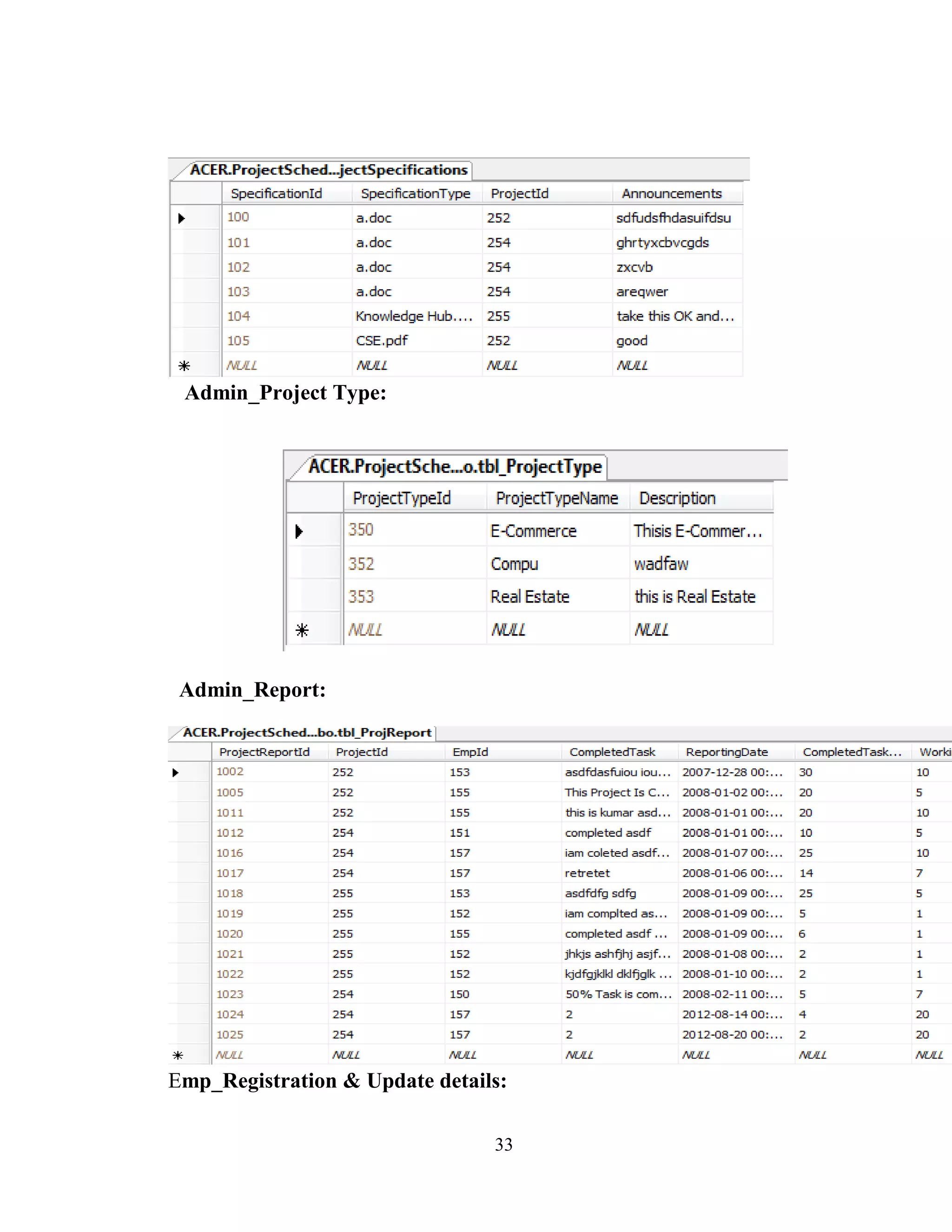 Admin_Project Type:




 Admin_Report:




Emp_Registration & Update details:

                                33
 