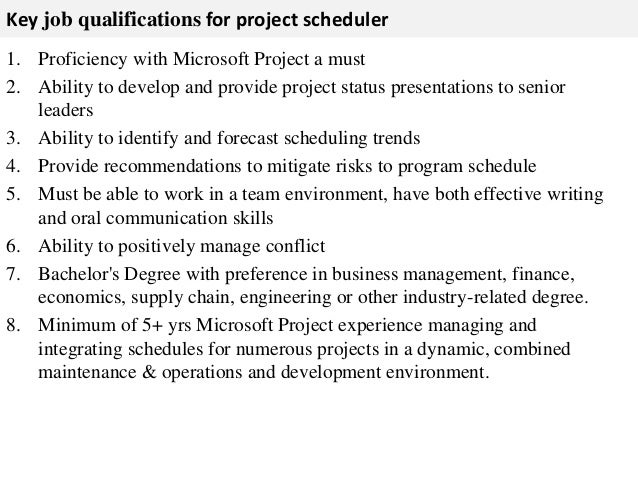 project scheduler job description