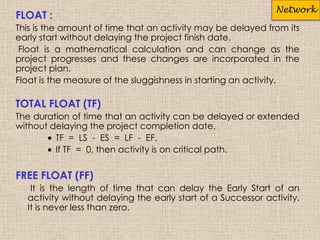 Float Time Definition Project network scheduling and S-curve | PPSX