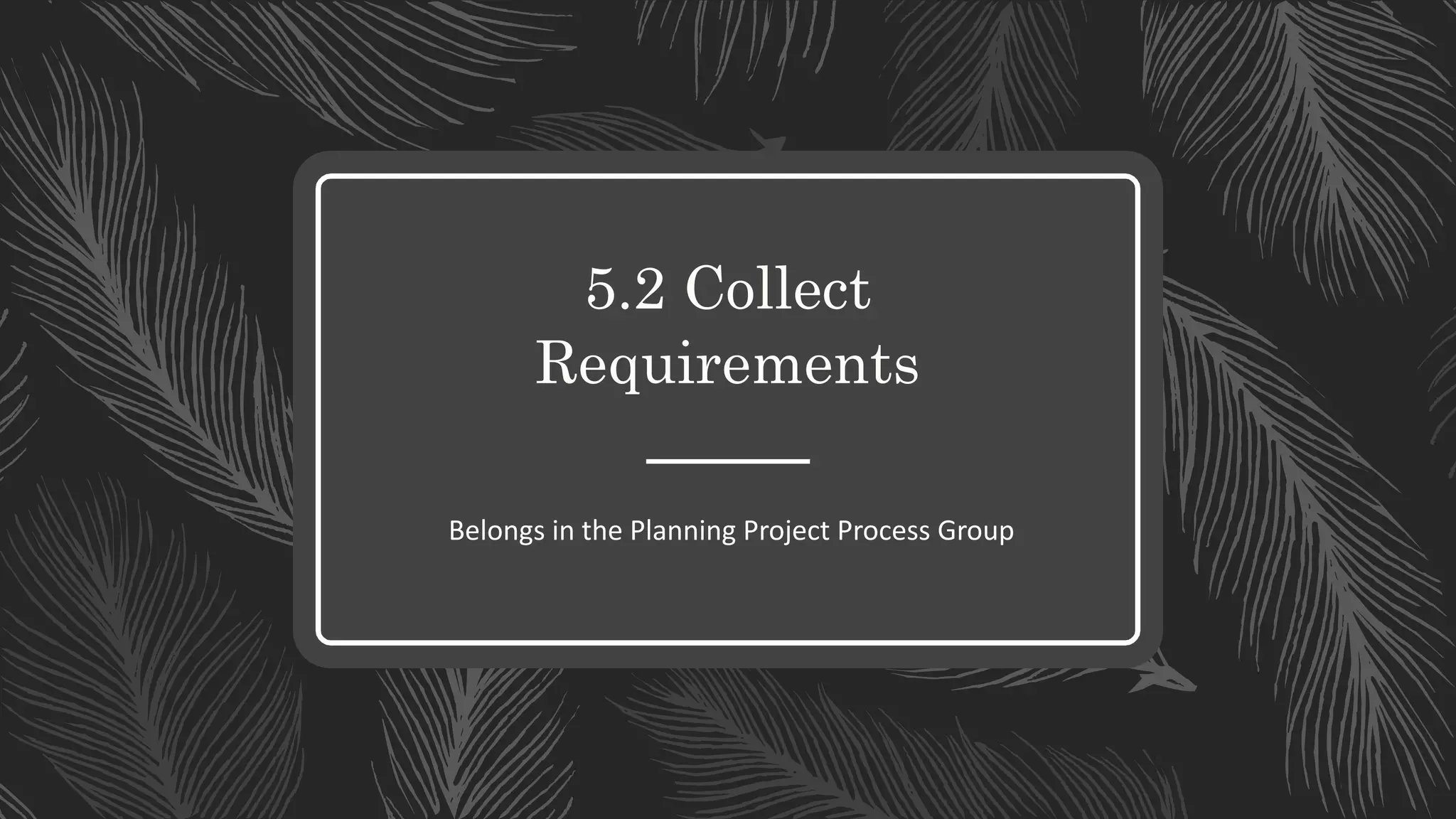 5.2 Collect
Requirements
Belongs in the Planning Project Process Group
 