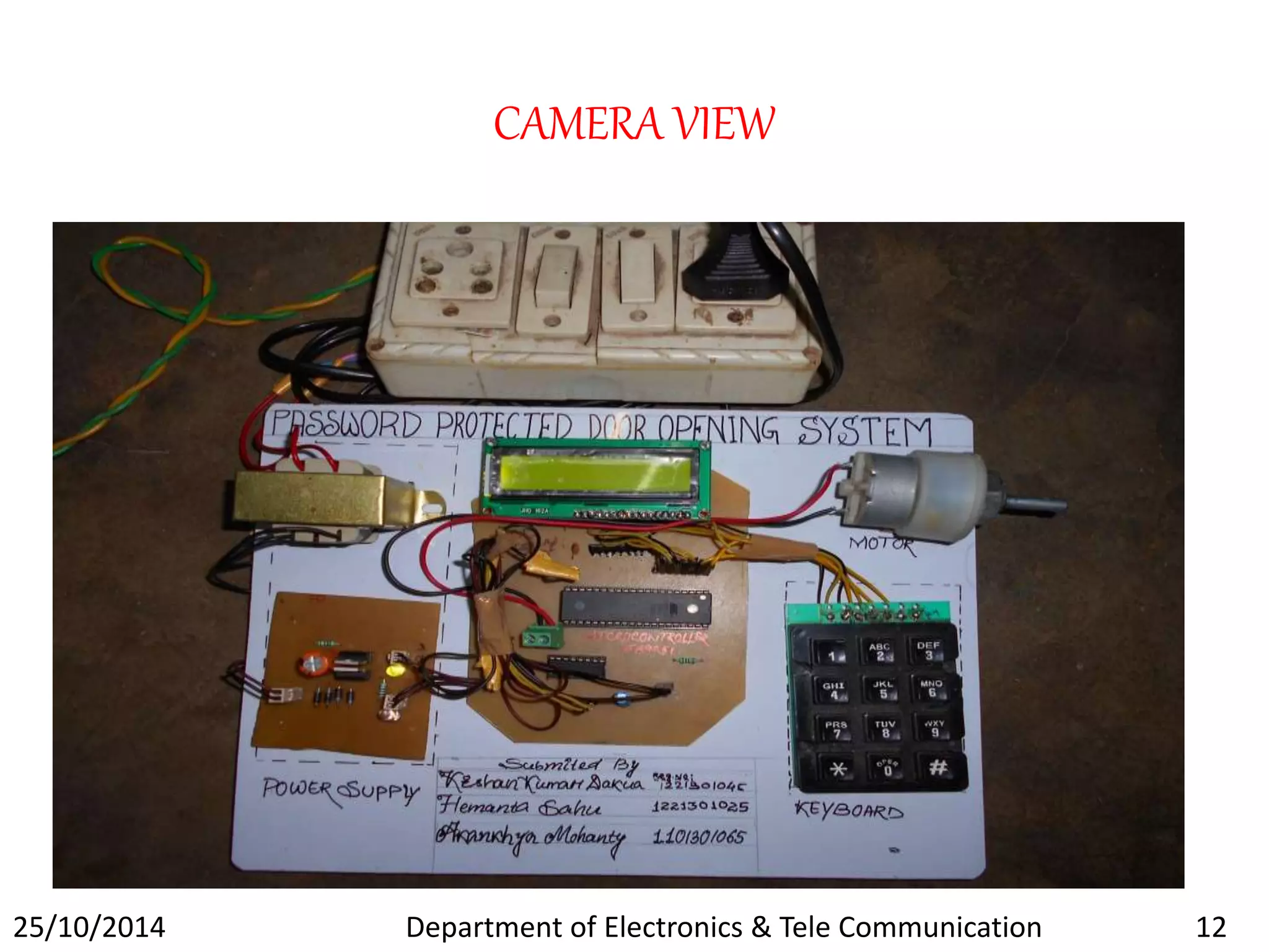 CAMERA VIEW 
25/10/2014 Department of Electronics & Tele Communication 12 
 