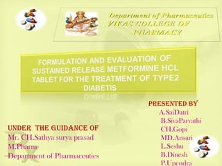 Presented By
A.SaiDatri
B.SivaParvathi
CH.Gopi
MD.Ansari
L.Seshu
B.Dinesh
P.Upendra
Under the gUidance of
Mr. CH.Sathya surya prasad
M.Pharm
Department of Pharmaceutics
 