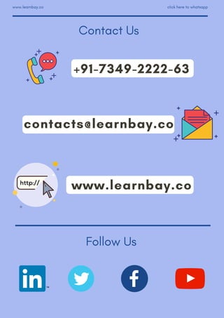 +91-7349-2222-63
Contact Us
www.learnbay.co click here to whatsapp
contacts@learnbay.co
www.learnbay.co
Follow Us
 