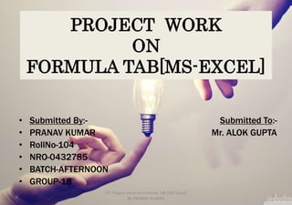 Working on MS-Excel 'FORMULA TAB' | PPTX