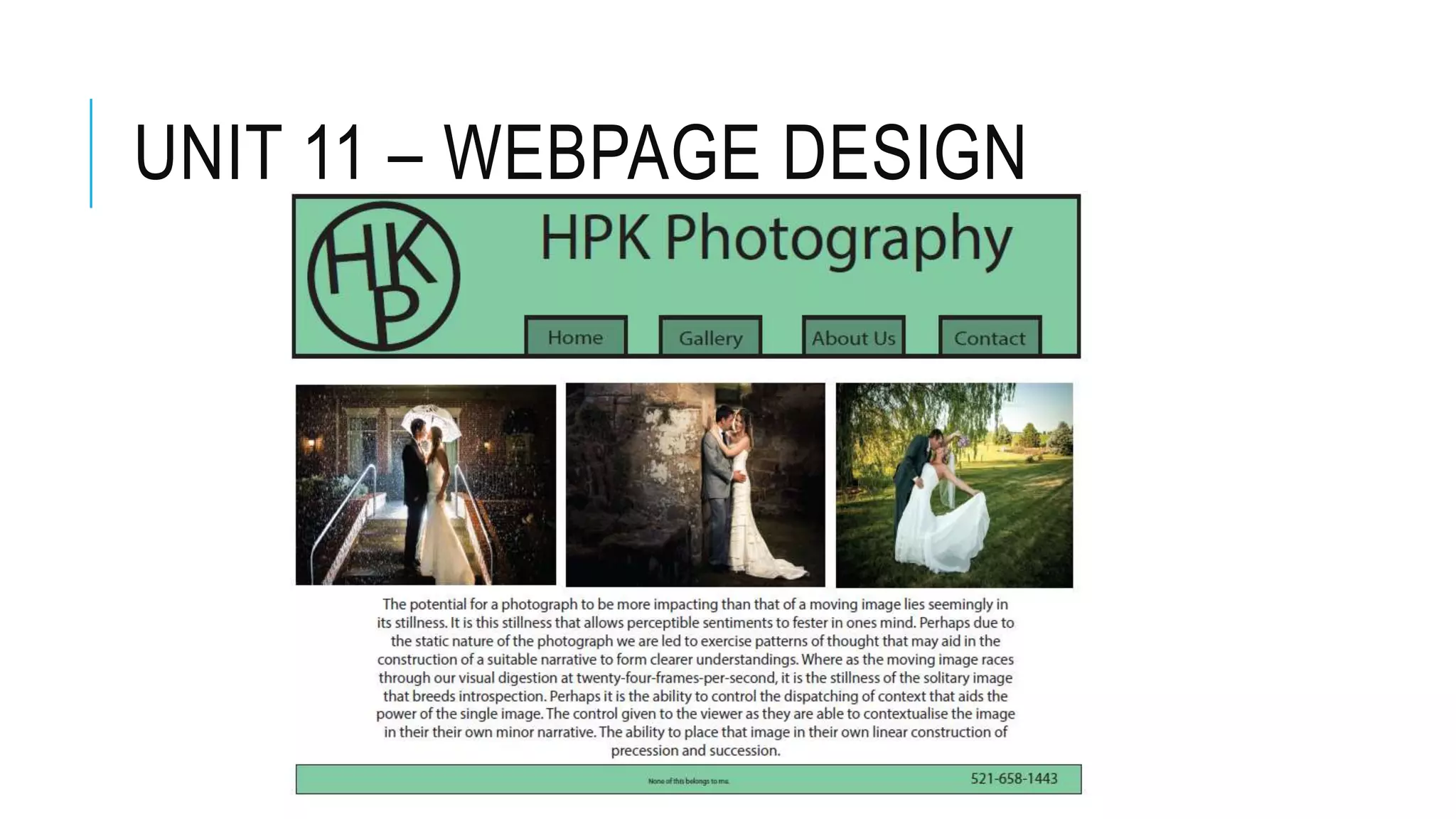 UNIT 11 – WEBPAGE DESIGN