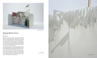 ESPACIO DISPONIBLE, 2009




Rodrigo Martín Freire
Sevilla, 1975
Espaço disponível
Martín Freire mostra com os seus trabalhos visões enviesadas da realidade
quotidiana em chave irónico-crítica. A sociedade de consumo e as suas
alianças com o mundo da publicidade, o merchandising e a sua infiltração
na cultura e a sociedade do lazer são re-criadas em instalações que ilus-
tram cartazes publicitários abandonados, sem uso, sem nada que anun-
ciar. A forma em que o mundo da publicidade mostra a sua hegemonia
na nossa paisagem visual situa-se então numa posição de fragilidade, de
insucesso, de inutilidade que ganha força devido à conjuntura económica
actual, que deixa sem utilização grande parte dos cartazes que até agora se
encontravam cheios de reclames publicitários.
A re-criação dessas realidades traduz-se pela mão do artista numa re-interpre-
tação dos elementos para provocar uma sensação de artificialidade intencionada,
de ficção, empregando para isso os mais diversos materiais, desde o pvc, a ma-
deira ou o vinil com os que habitualmente trabalha para os efeitos cromáticos.
Estruturas desengonçadas, nas quais a natureza parece irromper para vol-
tar a ocupar o seu espaço próprio, as periferias das cidades, os lugares
onde se materializa essa tensão entre a cidade e os seus limites indefini-                       Represented by
dos, esses lugares-fronteira onde se acumulam dejectos de construções,               GALERíA FULL ART, SEVILLA
entulhos e demais materiais abandonados, que são precisamente os mate-
riais que o artista emprega para as suas instalações.                                                       66    ESPACIO DISPONIBLE, 2009
 