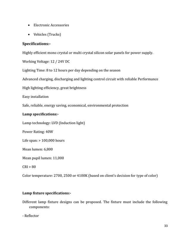 solar street light project report. PDF