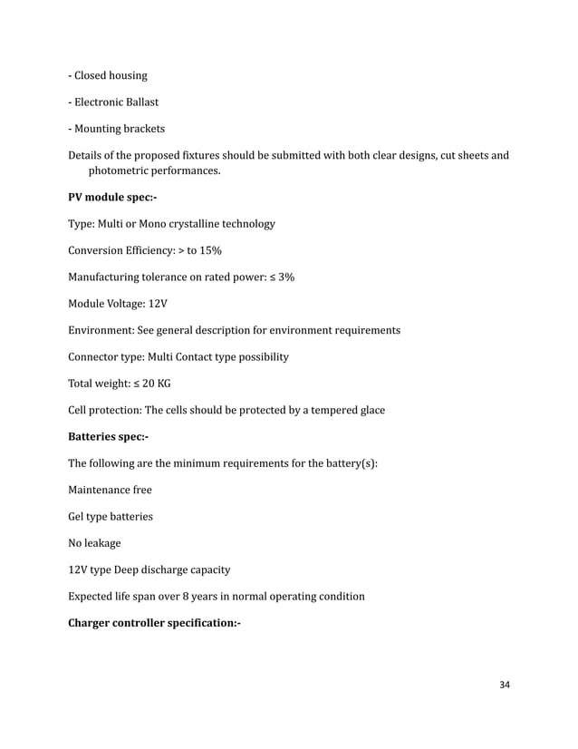 solar street light project report. PDF