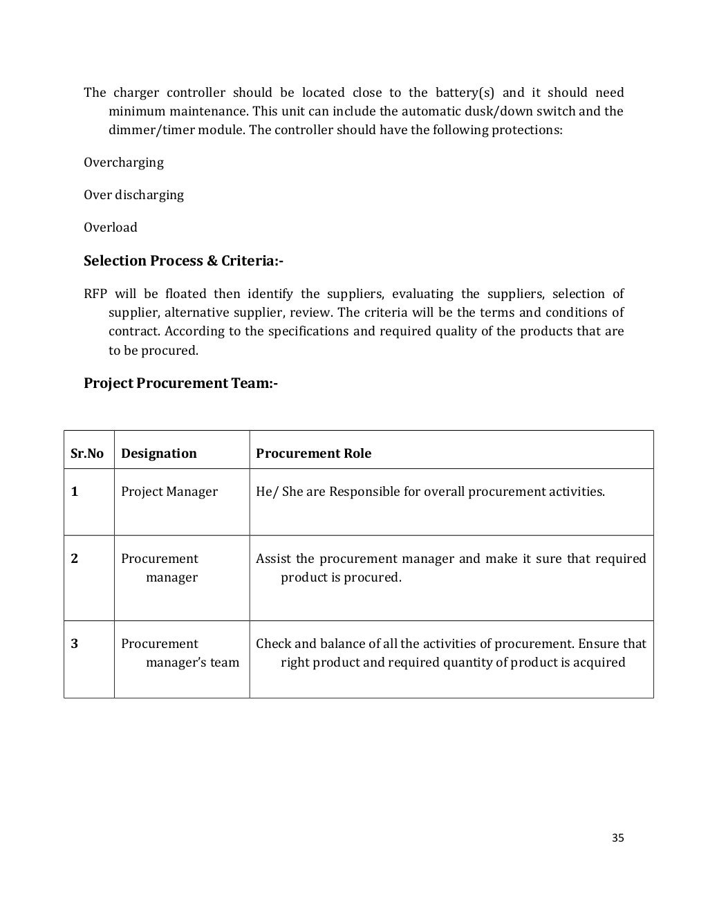 solar street light project report.