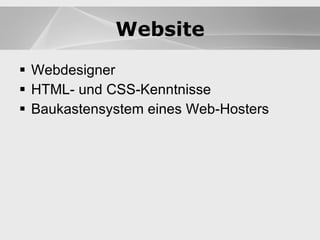 Website Webdesigner HTML- und CSS-Kenntnisse Baukastensystem eines Web-Hosters Website 