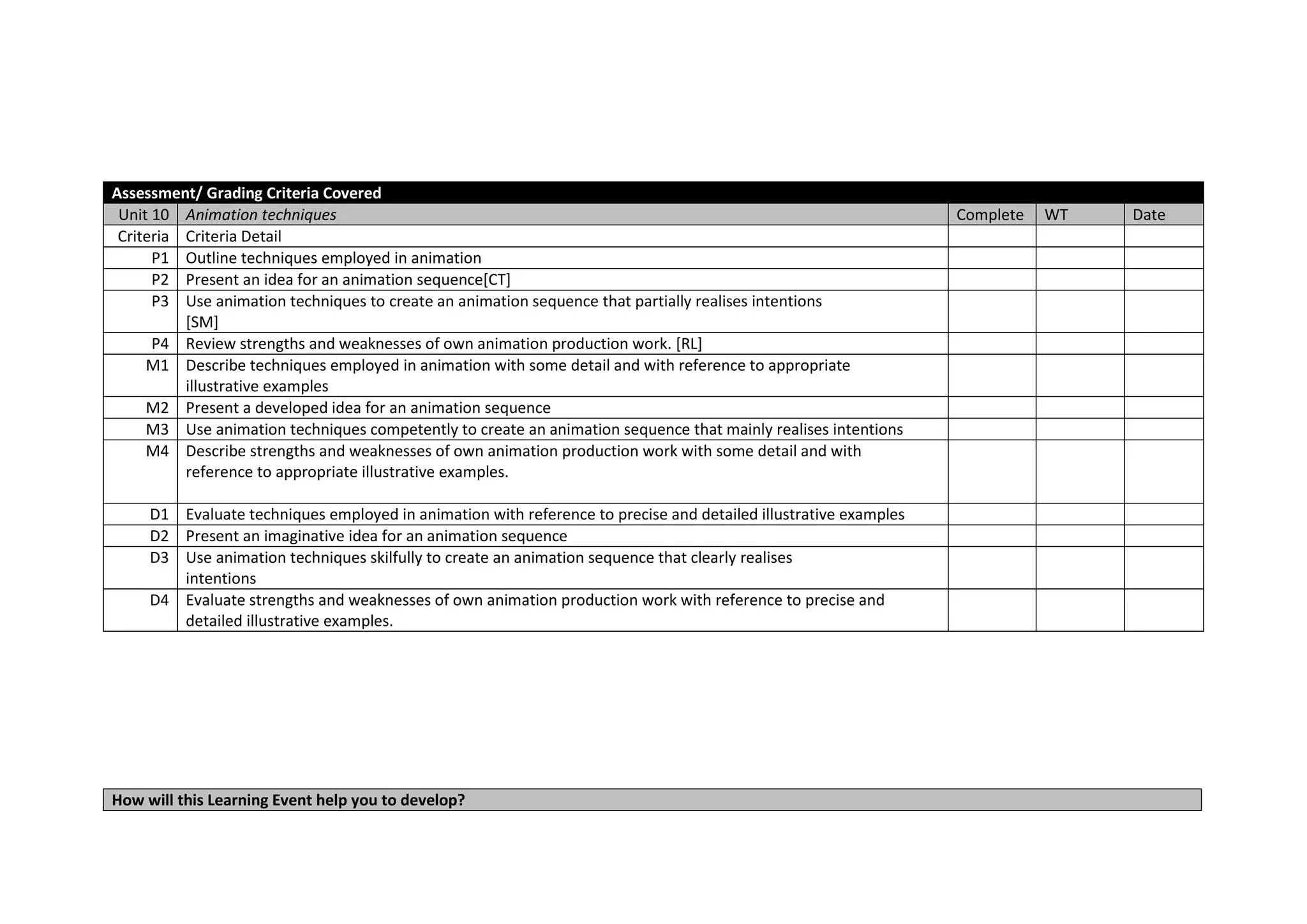 Project specification btec level 2 2.animation | PPT