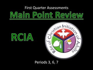 First Quarter Assessments
Periods 3, 6, 7
 