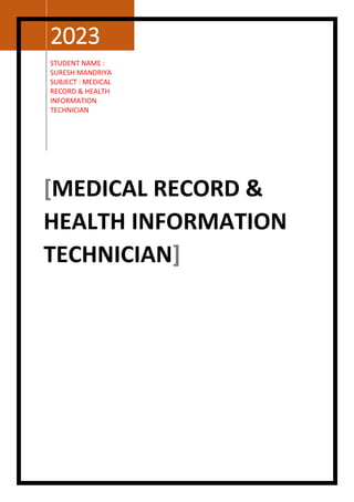 Medical record & Health information Technician | DOCX
