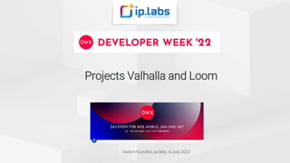 Projects Valhalla and Loom
Vadym Kazulkin, ip.labs, 6 July 2022
 
