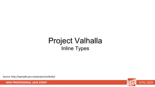NEW PROFESSIONAL JAVA EVENT KYIV, 2020
Project Valhalla
Inline Types
Source: http://openjdk.java.net/projects/valhalla/
 