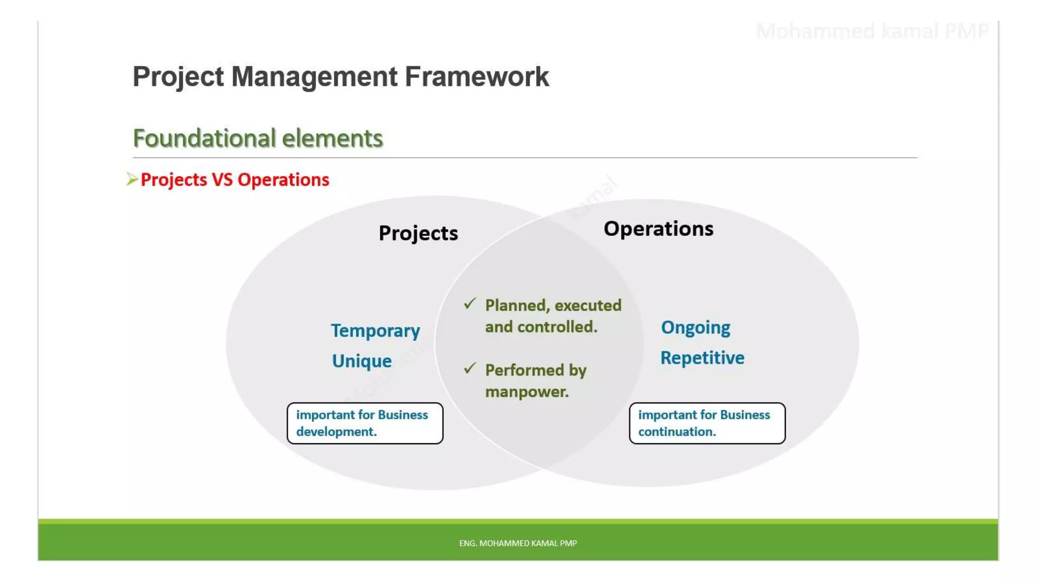 Projects vs operations