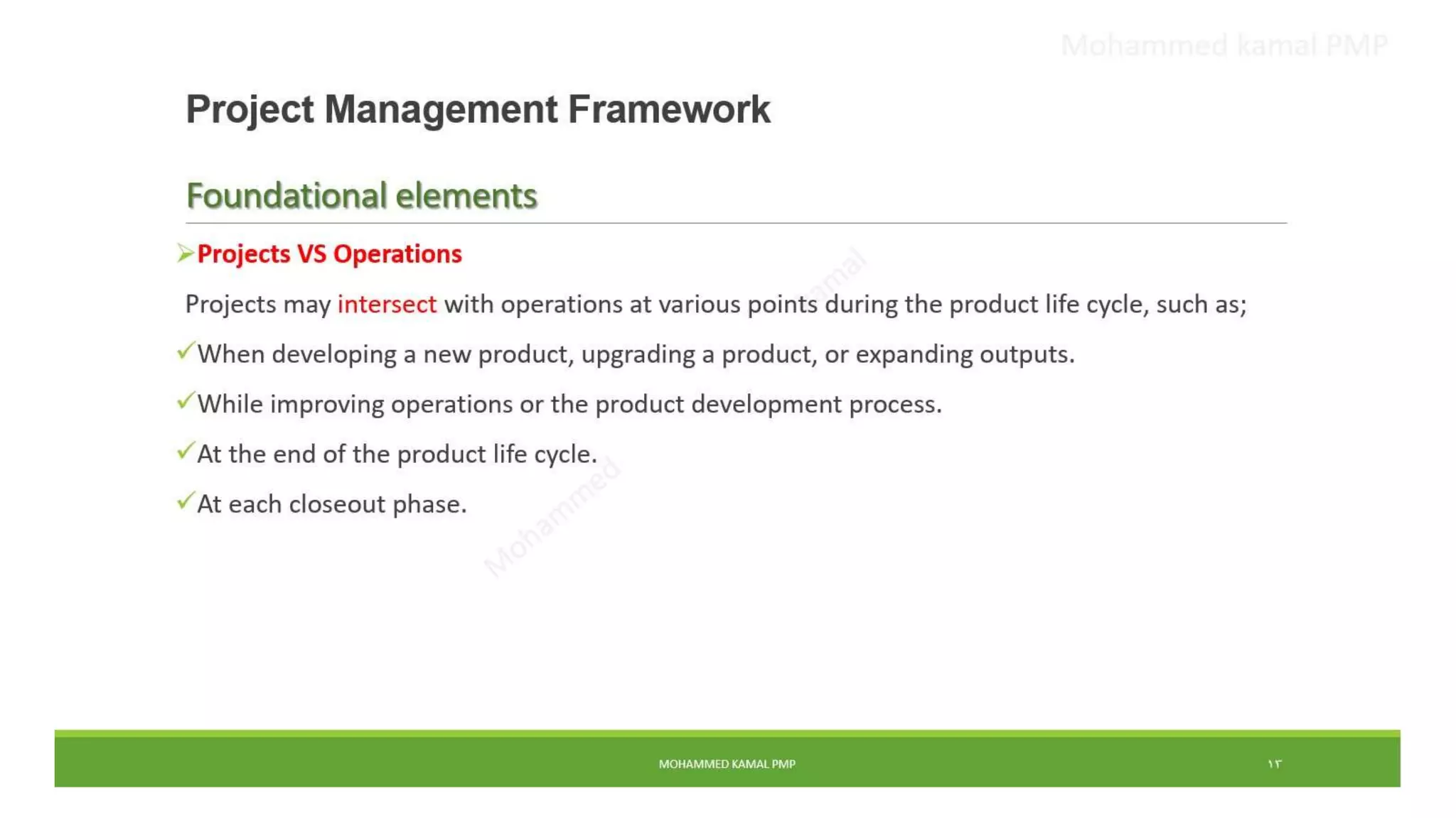 Projects vs operations