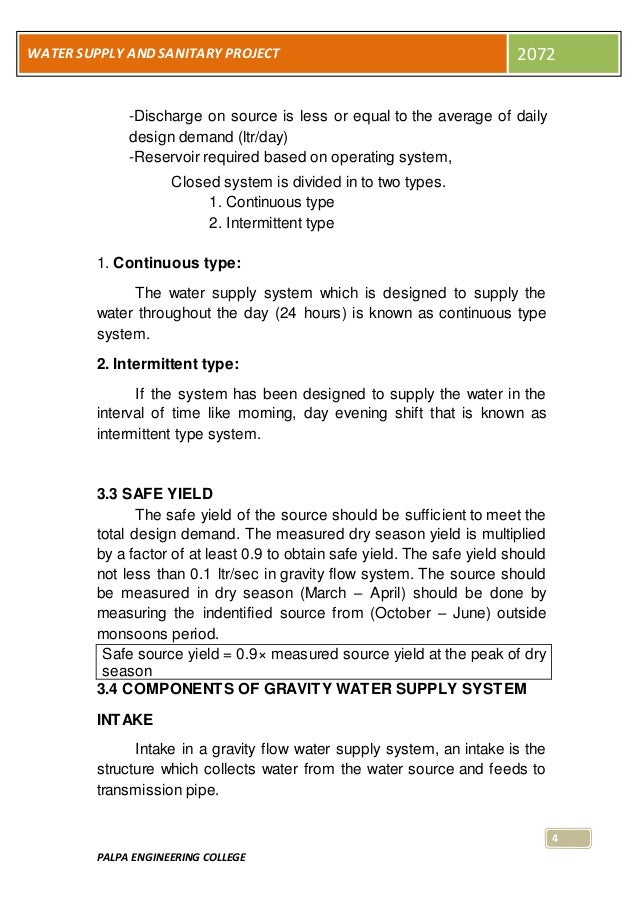 water supply Project theory
