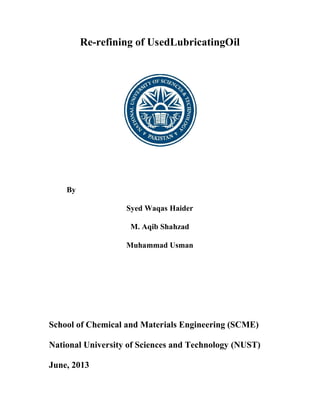 Project thesis Refining of used motor oil using Solvent Extraction | PDF
