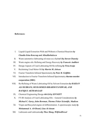 Project thesis Refining of used motor oil using Solvent Extraction | PDF