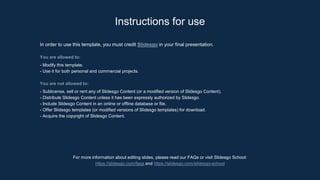 In order to use this template, you must credit Slidesgo in your final presentation.
You are allowed to:
- Modify this template.
- Use it for both personal and commercial projects.
You are not allowed to:
- Sublicense, sell or rent any of Slidesgo Content (or a modified version of Slidesgo Content).
- Distribute Slidesgo Content unless it has been expressly authorized by Slidesgo.
- Include Slidesgo Content in an online or offline database or file.
- Offer Slidesgo templates (or modified versions of Slidesgo templates) for download.
- Acquire the copyright of Slidesgo Content.
Instructions for use
For more information about editing slides, please read our FAQs or visit Slidesgo School:
https://slidesgo.com/faqs and https://slidesgo.com/slidesgo-school
 