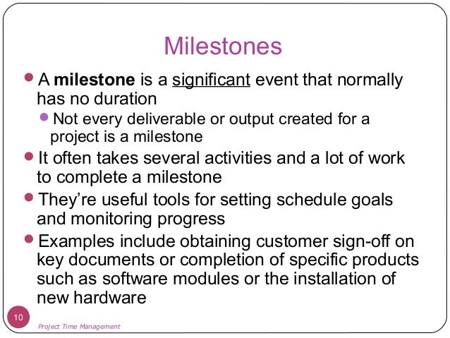 project time management examples of milestones in project management