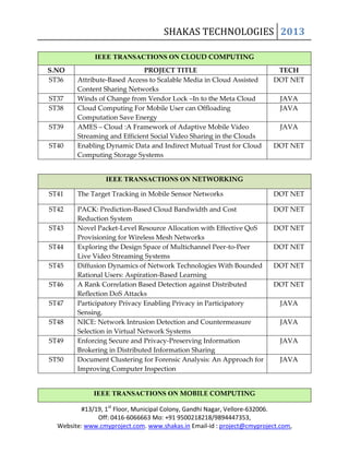 2013-2014 IEEE Projects & Application Projects | PDF