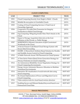 2013-2014 IEEE Projects & Application Projects | DOCX
