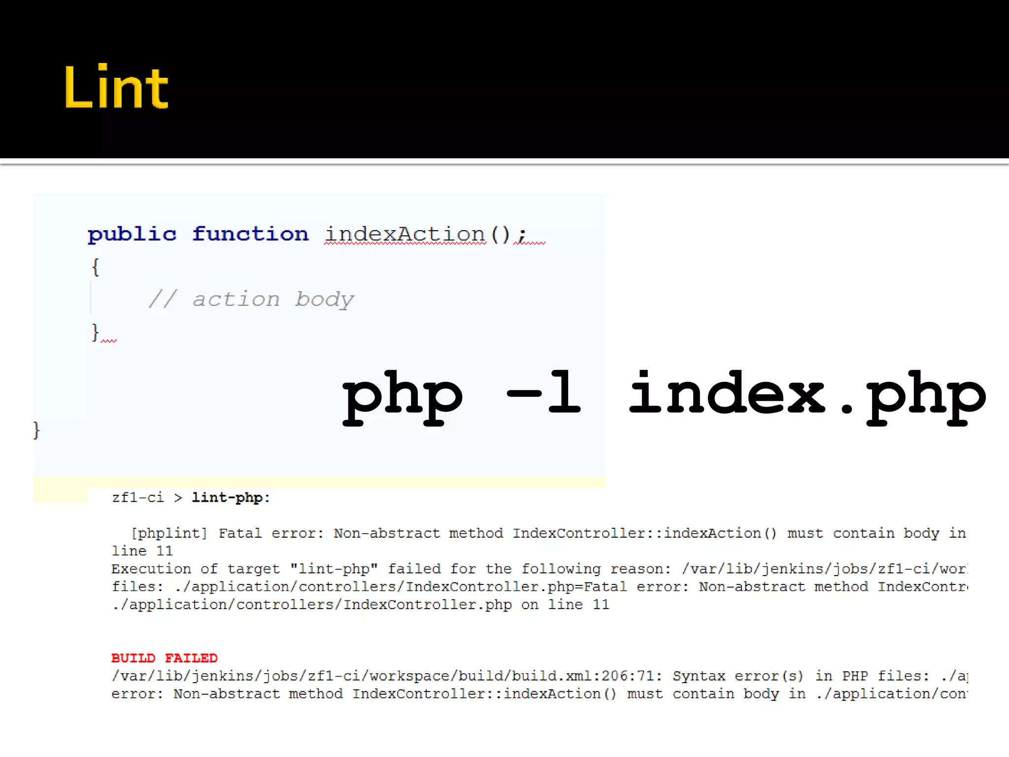 php –l index.php 