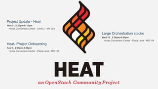 Project Update - Heat
Mon 8 , 5:30pm-6:10pm
Hynes Convention Center - Level 2 - MR 203
Heat- Project Onboarding
Tue 9 , 2:00pm-3:30pm
Hynes Convention Center - Plaza Level - MR 105
Large Orchestration stacks
Wed 10 , 5:20pm-6:00pm
Hynes Convention Center - Plaza Level - MR 104
 
