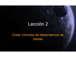 Vinculación de tareas de ProjectPrueba 1, pregunta 2Después de que terminen “Instalar la moqueta” e “Instalar las luces”, “Pintar las paredes” debe comenzar de inmediato. Para incluir en el plan las relaciones de estas tareas, ¿qué tipos de dependencia debe crear? (Seleccione una respuesta).“Instalar la moqueta” de fin a comienzo con “Instalar las luces” e “Instalar las luces” de fin a comienzo con “Pintar las paredes”.“Instalar la moqueta” de comienzo a comienzo con “Instalar las luces” y “Pintar las paredes” de fin a comienzo con “Instalar la moqueta”.“Instalar la moqueta” de fin a fin con “Instalar las luces" y "Pintar las paredes” de fin a comienzo con “Instalar la moqueta”. 