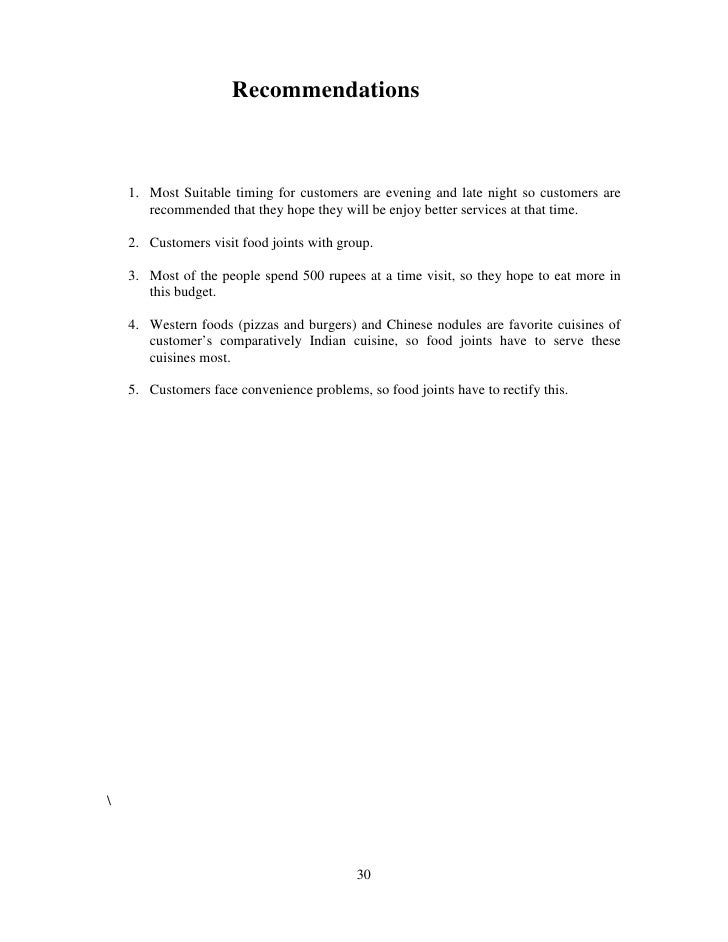 project work on fast food restaurants fast food letter of recommendation