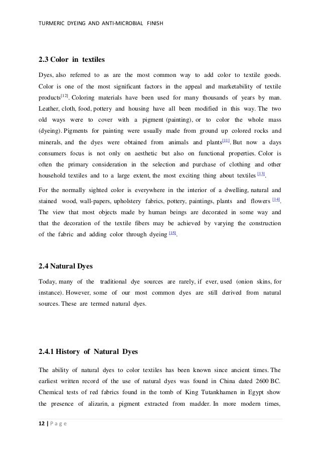 A Project Work On Natural Dyeing Of Cotton Fabric Using Turmeric Cur