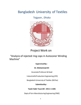 analysis of rejected ring cops in autoconer winding machine 1 320