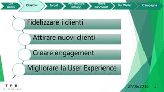27/06/2016
Fidelizzare i clienti
Attirare nuovi clienti
Creare engagement
Migliorare la User Experience
5
 