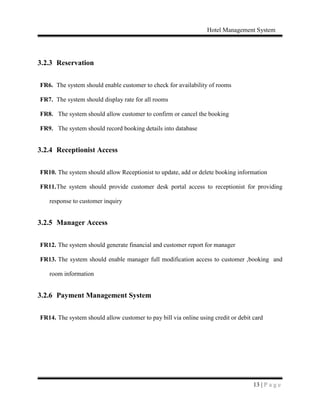 Hotel Management System SRS | PDF