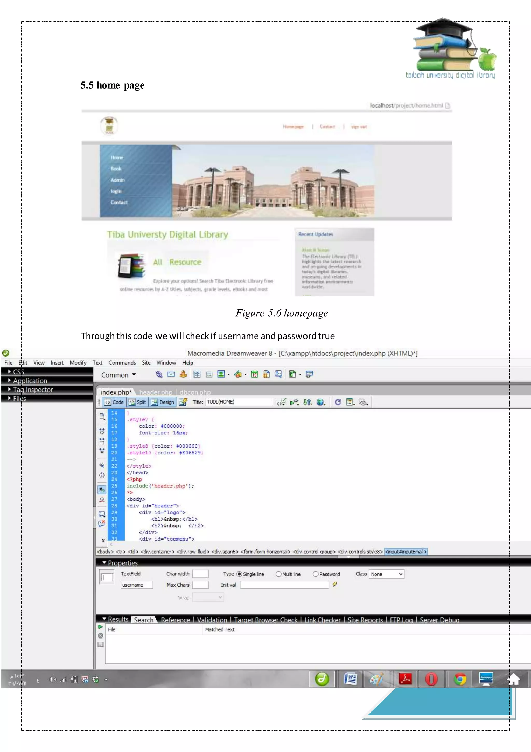 40
5.5 home page
Figure 5.6 homepage
Throughthiscode we will checkif username andpasswordtrue
 
