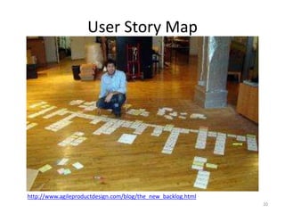 User Story Map
20
http://www.agileproductdesign.com/blog/the_new_backlog.html
 