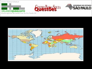 QuestõesQuestões
Todo mapa é confeccionado num determinado sistema de projeção.
Observe o mapa a seguir e assinale o tipo de projeção em que foi
desenhado.
a) Cônica b) Cilíndrica c) Policônica d) Circular e) Esférica
 