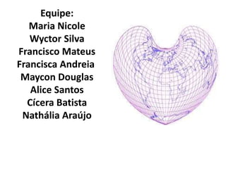 Equipe:
Maria Nicole
Wyctor Silva
Francisco Mateus
Francisca Andreia
Maycon Douglas
Alice Santos
Cícera Batista
Nathália Araújo
 